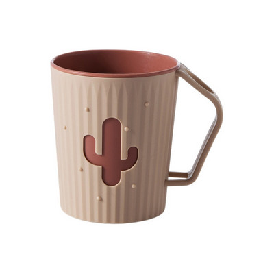 Zobu birstes kauss Karikatūras kaktuss, dubults biezināts pieaugušajiem un bērniem Zobu birstes turētāja krūze Dzērienu rīki