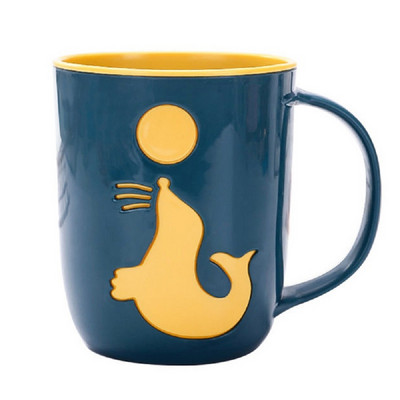 Lielas mutes Pāru krūzes Delfīnu raksta zobu birstes krūze Kafijas tēja Mazgāšanas zobu krūze Vannas istabas virtuves piederumi