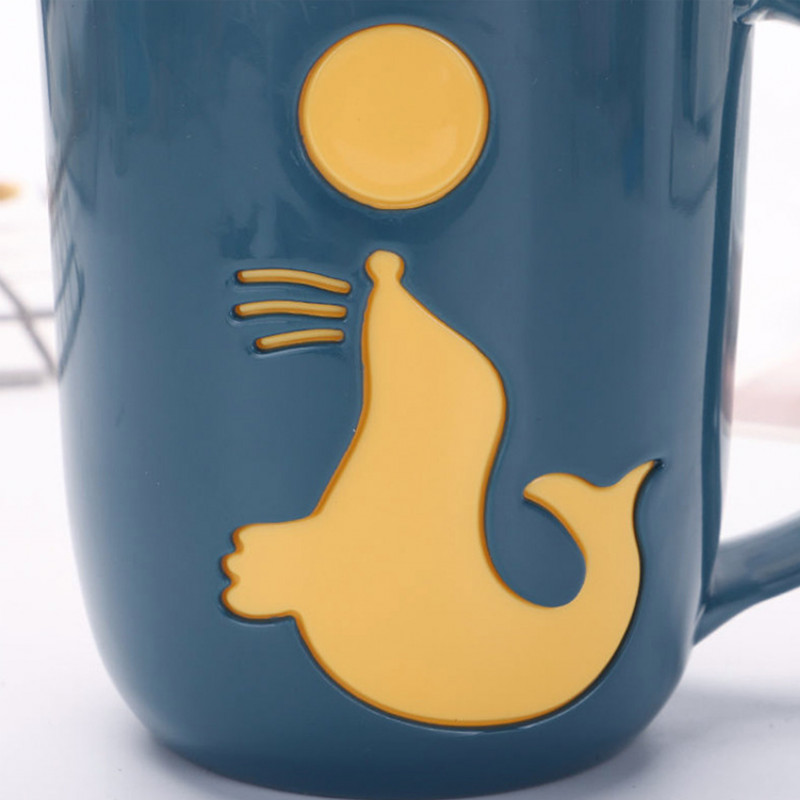 Lielas mutes Pāru krūzes Delfīnu raksta zobu birstes krūze Kafijas tēja Mazgāšanas zobu krūze Vannas istabas virtuves piederumi