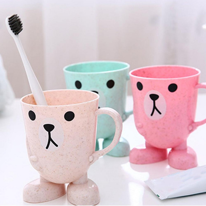 Jauki bērni karikatūra Dzīvnieku plastmasas birste zobi modes bērnu zobu pasta zobu birstes turētāji pāris tīrīšanas krūze mutes kauss
