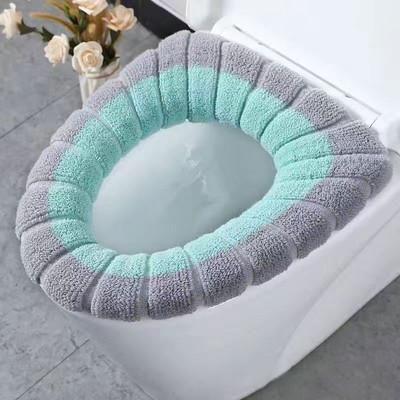Ziemas siltais tualetes sēdekļa pārvalks mazgājams vannas istabas tualetes sēdeklis ar rokturi, sabiezināts, mīksts spilvens, trikotāžas silts tualetes sēdeklis