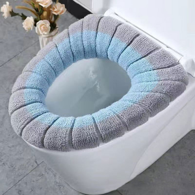 Ziemas siltais tualetes sēdekļa pārvalks mazgājams vannas istabas tualetes sēdeklis ar rokturi, sabiezināts, mīksts spilvens, trikotāžas silts tualetes sēdeklis