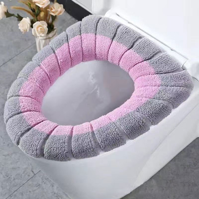 Ziemas siltais tualetes sēdekļa pārvalks mazgājams vannas istabas tualetes sēdeklis ar rokturi, sabiezināts, mīksts spilvens, trikotāžas silts tualetes sēdeklis