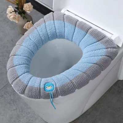 Χειμωνιάτικο ζεστό κάλυμμα καθίσματος τουαλέτας Κάλυμμα μαξιλαριού για πλενόμενο σκαμπό Αξεσουάρ μπάνιου Πλέξιμο Καθαρό χρώμα Μαλακό κάλυμμα μπιντέ σε σχήμα Ο 2023