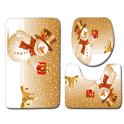 Zeegle Ziemassvētku Bahtroom paklājiņu komplekts Neslīdošs tualetes grīdas paklājiņš Tualetes apdares paklāja komplekts Absorbcijas pēdu paklājiņš Mikrošķiedras tualetes paklājs