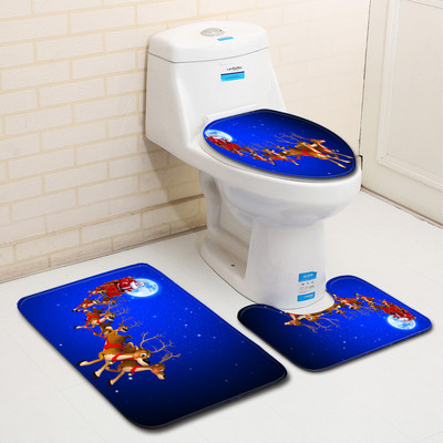 Zeegle Ziemassvētku Bahtroom paklājiņu komplekts Neslīdošs tualetes grīdas paklājiņš Tualetes apdares paklāja komplekts Absorbcijas pēdu paklājiņš Mikrošķiedras tualetes paklājs