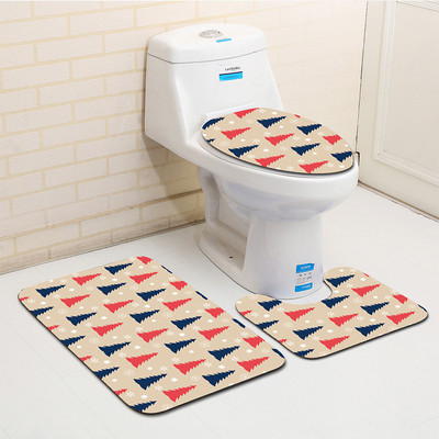 Zeegle Ziemassvētku Bahtroom paklājiņu komplekts Neslīdošs tualetes grīdas paklājiņš Tualetes apdares paklāja komplekts Absorbcijas pēdu paklājiņš Mikrošķiedras tualetes paklājs