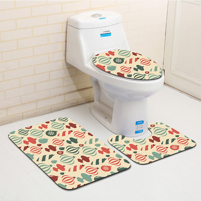 Zeegle Ziemassvētku Bahtroom paklājiņu komplekts Neslīdošs tualetes grīdas paklājiņš Tualetes apdares paklāja komplekts Absorbcijas pēdu paklājiņš Mikrošķiedras tualetes paklājs