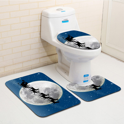 Zeegle Ziemassvētku Bahtroom paklājiņu komplekts Neslīdošs tualetes grīdas paklājiņš Tualetes apdares paklāja komplekts Absorbcijas pēdu paklājiņš Mikrošķiedras tualetes paklājs