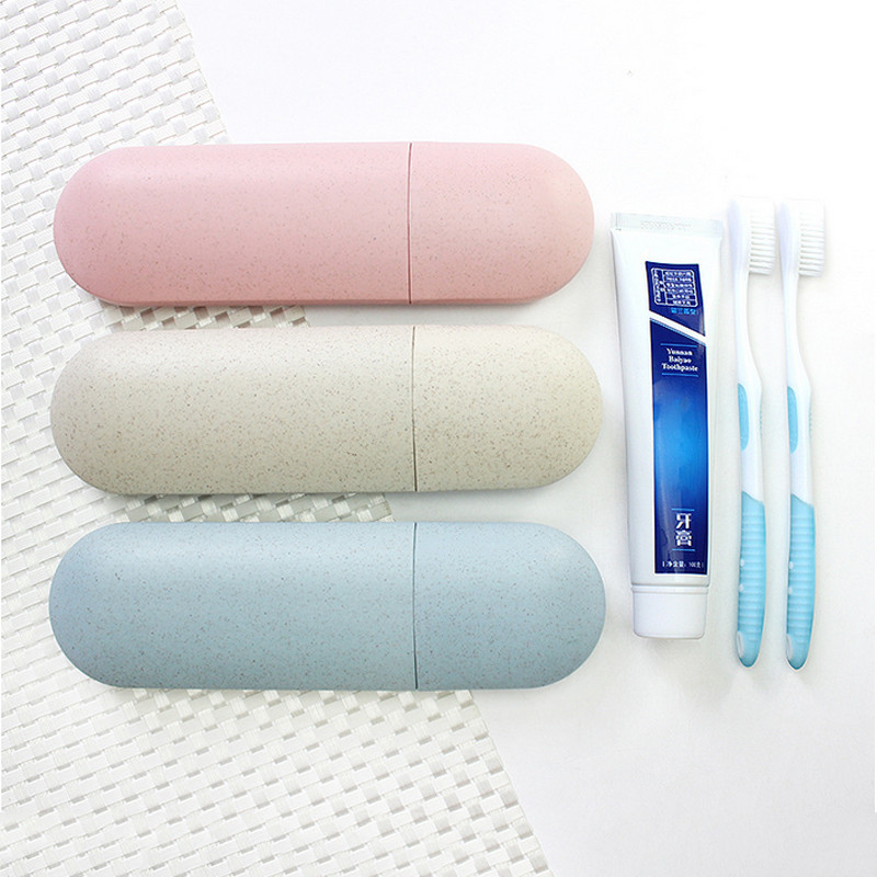 Nešiojama dantų šepetėlio laikymo dėžutė Vonios kambario priedai Kviečių šiaudų dantų šepetėlio dėžutė Kelioninė dantų pasta Organizatorius Dantų šepetėlio laikiklis