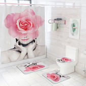 Eiropas stila meitenes apdrukas vannas istabas paklājiņa komplekts mājas dekorēšanai, absorbējošs mikrošķiedras vannas istabas paklāju komplekts, neslīdošs tualetes kāju paklājiņš