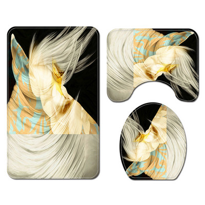 Eiropas stila vannas paklājiņš vannas istabā un mikrošķiedras dušas aizkaru komplekts tualetes paklājam Ūdensizturīgs pretslīdes dušas kāju paklājiņa komplekts