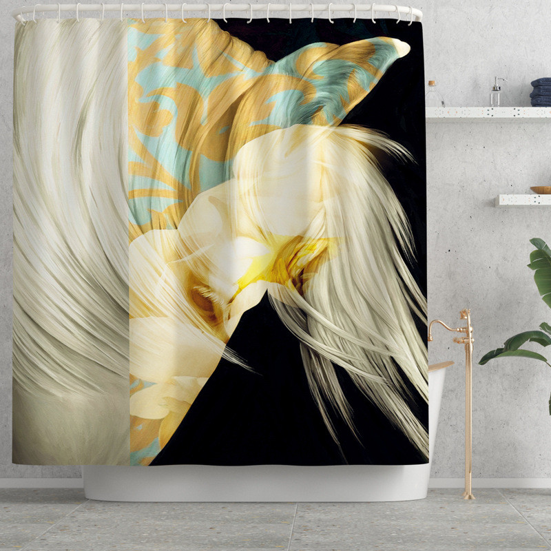 Eiropas stila vannas paklājiņš vannas istabā un mikrošķiedras dušas aizkaru komplekts tualetes paklājam Ūdensizturīgs pretslīdes dušas kāju paklājiņa komplekts