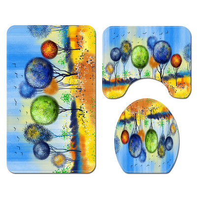 Karikatūras balons Print Vannas paklājiņš Vannas paklājs un ūdensnecaurlaidīgs dušas aizkaru komplekts Mājas dekors Tualetes paklājiņš Neslīdošs kāju paklājiņu komplekts