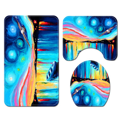 Karikatūras balons Print Vannas paklājiņš Vannas paklājs un ūdensnecaurlaidīgs dušas aizkaru komplekts Mājas dekors Tualetes paklājiņš Neslīdošs kāju paklājiņu komplekts