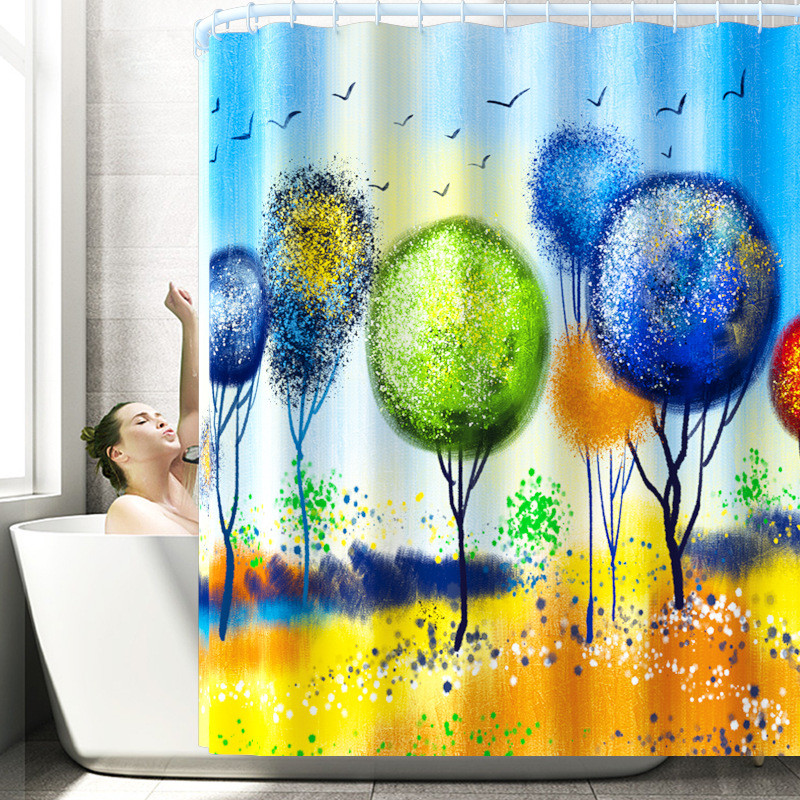 Karikatūras balons Print Vannas paklājiņš Vannas paklājs un ūdensnecaurlaidīgs dušas aizkaru komplekts Mājas dekors Tualetes paklājiņš Neslīdošs kāju paklājiņu komplekts