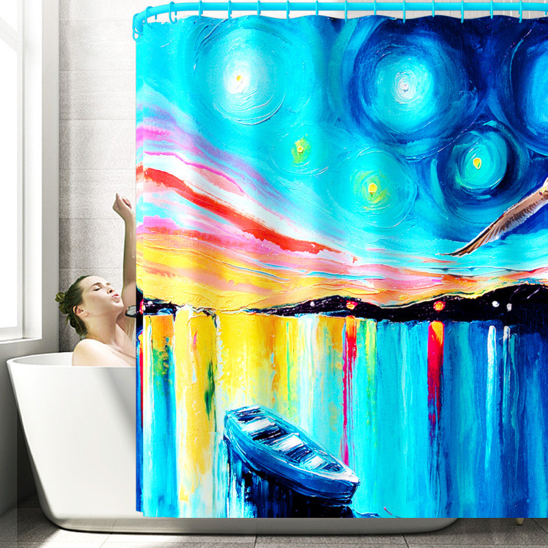 Karikatūras balons Print Vannas paklājiņš Vannas paklājs un ūdensnecaurlaidīgs dušas aizkaru komplekts Mājas dekors Tualetes paklājiņš Neslīdošs kāju paklājiņu komplekts