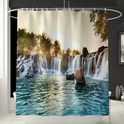 Zeegle vannas istabas durvju paklājs grīdas paklājs dušas aizkars ar 3D drukātu tualetes paklāja komplektu pretslīdošs dušas paklājiņš, ūdens absorbējošs kāju paklājiņš