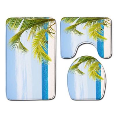 3 gab. Paklāja paklājs vannas istabai Paklājs vannas paklājs dušas istabas tualetes pārsegs vannas paklāja komplekts, pjedestāls tualetes paklājs Ainaviska raksta vannas paklājs