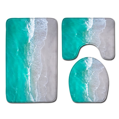 3 gab. Paklāja paklājs vannas istabai Paklājs vannas paklājs dušas istabas tualetes pārsegs vannas paklāja komplekts, pjedestāls tualetes paklājs Ainaviska raksta vannas paklājs