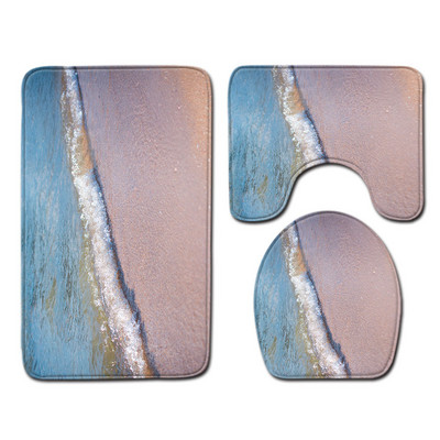 3 gab. Paklāja paklājs vannas istabai Paklājs vannas paklājs dušas istabas tualetes pārsegs vannas paklāja komplekts, pjedestāls tualetes paklājs Ainaviska raksta vannas paklājs