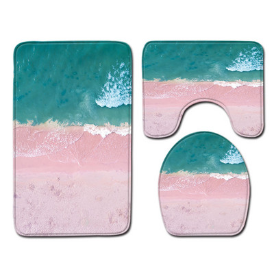 3 gab. Paklāja paklājs vannas istabai Paklājs vannas paklājs dušas istabas tualetes pārsegs vannas paklāja komplekts, pjedestāls tualetes paklājs Ainaviska raksta vannas paklājs