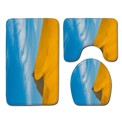 3 gab. Paklāja paklājs vannas istabai Paklājs vannas paklājs dušas istabas tualetes pārsegs vannas paklāja komplekts, pjedestāls tualetes paklājs Ainaviska raksta vannas paklājs