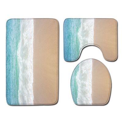 3 gab. Paklāja paklājs vannas istabai Paklājs vannas paklājs dušas istabas tualetes pārsegs vannas paklāja komplekts, pjedestāls tualetes paklājs Ainaviska raksta vannas paklājs