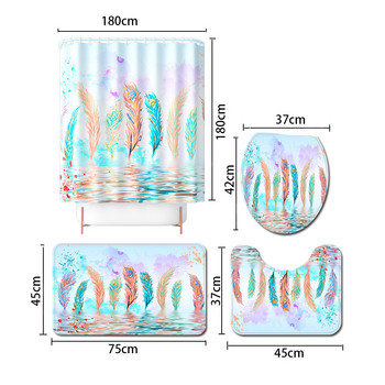Цветна постелка за баня и комплект завеси за душ Декорация на дома Килим за баня Абсорбиращ микрофибър Покривало за тоалетна седалка Подложка за крака в банята