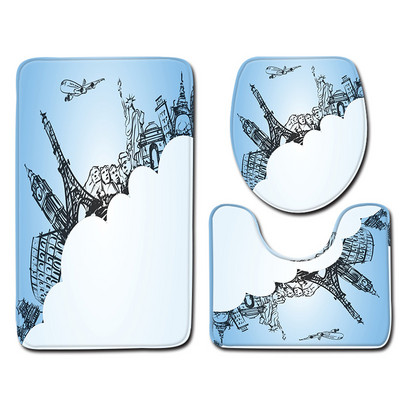 Zeegle vannas istabas paklājiņu komplekts tualetes dekoram Flaneļa pretslīdes vannas grīdas paklājs paklājs vannas istabas piederumi mazgājams moderns paklājs