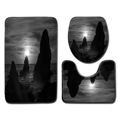 Zeegle vannas istabas paklājiņu komplekts tualetes dekoram Flaneļa pretslīdes vannas grīdas paklājs paklājs vannas istabas piederumi mazgājams moderns paklājs