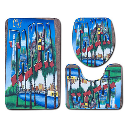 Zeegle vannas istabas paklājiņu komplekts tualetes dekoram Flaneļa pretslīdes vannas grīdas paklājs paklājs vannas istabas piederumi mazgājams moderns paklājs