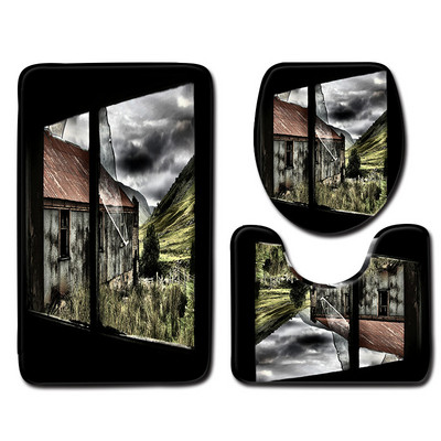 Zeegle vannas istabas paklājiņu komplekts tualetes dekoram Flaneļa pretslīdes vannas grīdas paklājs paklājs vannas istabas piederumi mazgājams moderns paklājs