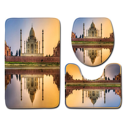 Zeegle vannas istabas paklājiņu komplekts tualetes dekoram Flaneļa pretslīdes vannas grīdas paklājs paklājs vannas istabas piederumi mazgājams moderns paklājs