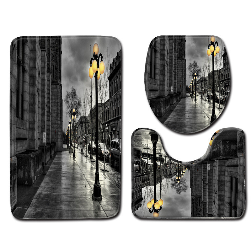 Zeegle vannas istabas paklājiņu komplekts tualetes dekoram Flaneļa pretslīdes vannas grīdas paklājs paklājs vannas istabas piederumi mazgājams moderns paklājs