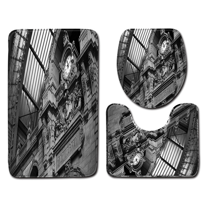 Zeegle vannas istabas paklājiņu komplekts tualetes dekoram Flaneļa pretslīdes vannas grīdas paklājs paklājs vannas istabas piederumi mazgājams moderns paklājs