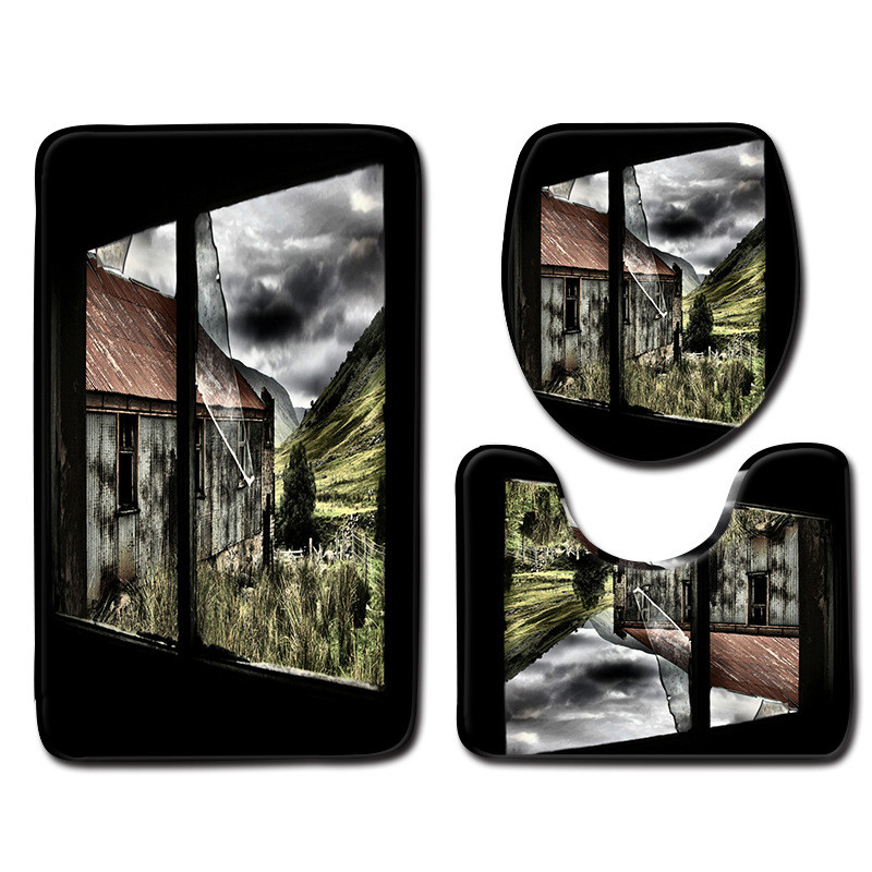 Zeegle vannas istabas paklājiņu komplekts tualetes dekoram Flaneļa pretslīdes vannas grīdas paklājs paklājs vannas istabas piederumi mazgājams moderns paklājs