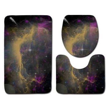 Zeegle 3Pcs Starry Sky Pattern Микрофибърни постелки за баня Неплъзгащи се подови постелки Комплект килими за баня Комплект миещи се тоалетни килими Комплект домашен декор