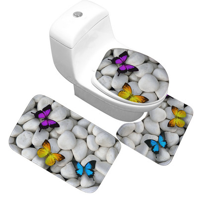 Zeegle akmens apdrukāts vannas masas komplekts 3 gab. paklājs vannas istabai tualetes paklāji Neslīdoši vannas paklāji vannas istabas grīdas paklāji dušas telpas paklājs