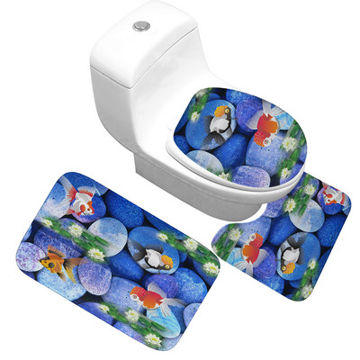 Zeegle akmens apdrukāts vannas masas komplekts 3 gab. paklājs vannas istabai tualetes paklāji Neslīdoši vannas paklāji vannas istabas grīdas paklāji dušas telpas paklājs