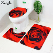 Zeegle 3tk WC matt Rose Prinditud vannimatid Vannitoa vaibakomplekt Imav WC-poti kaas Vannivaibad Libisemisvastane vannitoamatt