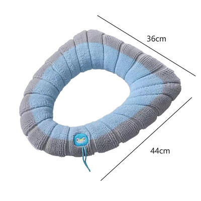 Ziemas siltais tualetes sēdekļa pārvalks Closestool Mat 1 gab Mazgājami vannas istabas piederumi Adīšana Pure Color Mīksts O-formas spilventiņš bidē pārvalks