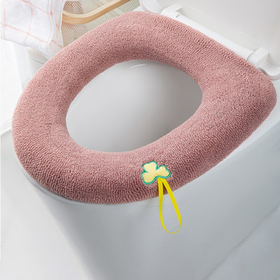 Ziemas siltais tualetes sēdekļa pārvalks Closestool Mat 1 gab Mazgājami vannas istabas piederumi Adīšana Pure Color Mīksts O-formas spilventiņš bidē pārvalks