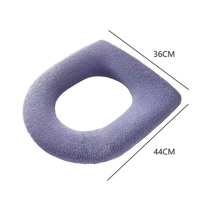Ziemas siltais tualetes sēdekļa pārvalks Closestool Mat 1 gab Mazgājami vannas istabas piederumi Adīšana Pure Color Mīksts O-formas spilventiņš bidē pārvalks
