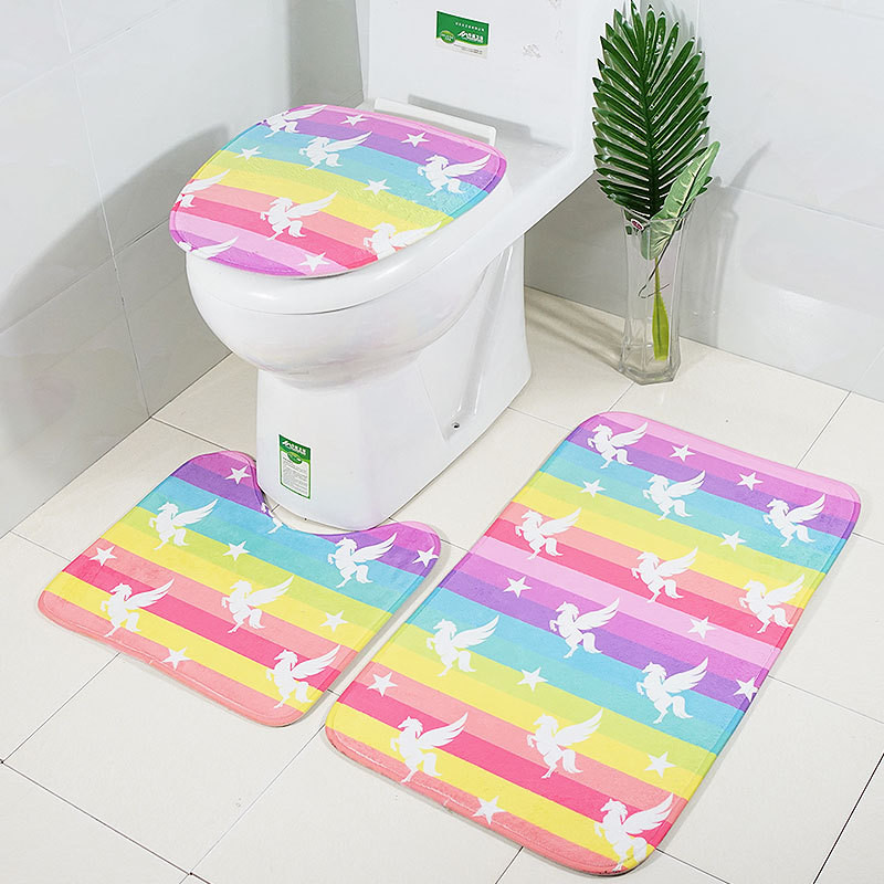 Zeegle neklizajuća prostirka za kupaonicu, kamena cigla, otisnuta prostirka za kupaonicu, set kupaonskih tepiha od 3 komada, upijajuća prostirka za WC, kupaonske podne prostirke