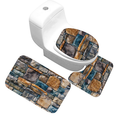 Zeegle 3D Stone mäluvahust vannimattide komplekt libisemiskindel WC vannimatid Vannitoa WC-vaibad Kodusisustus Dušimatid