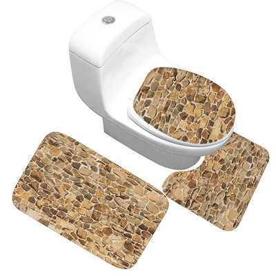 Zeegle 3D Stone mäluvahust vannimattide komplekt libisemiskindel WC vannimatid Vannitoa WC-vaibad Kodusisustus Dušimatid