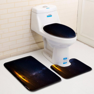 Zeegle 3gab Creative vannas paklāju komplekts mazgājams vannas istabas paklāja tualete U veida paklājiņš Mikrošķiedras pjedestāls vannas istabas paklāja komplekts grīdas paklājs