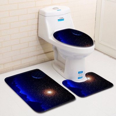 Zeegle 3gab Creative vannas paklāju komplekts mazgājams vannas istabas paklāja tualete U veida paklājiņš Mikrošķiedras pjedestāls vannas istabas paklāja komplekts grīdas paklājs