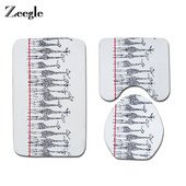 Zeegle 3gab Paklājiņi tualetei Žirafe Vannas Paklājiņa Komplekts Vannas istabas Paklājs Neslīdošs Vannas istabas Paklāji Tualetes Vāks Pārvalks Dušas Paklājiņš Vannas istabas Paklājs